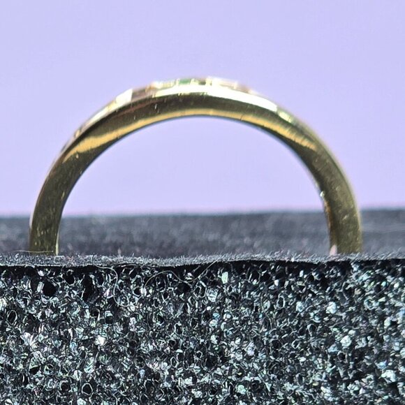 Golden Floral Enamel Ring With Pink & Green Lily Design Size 10‎ (NWOT) - Picture 6 of 7